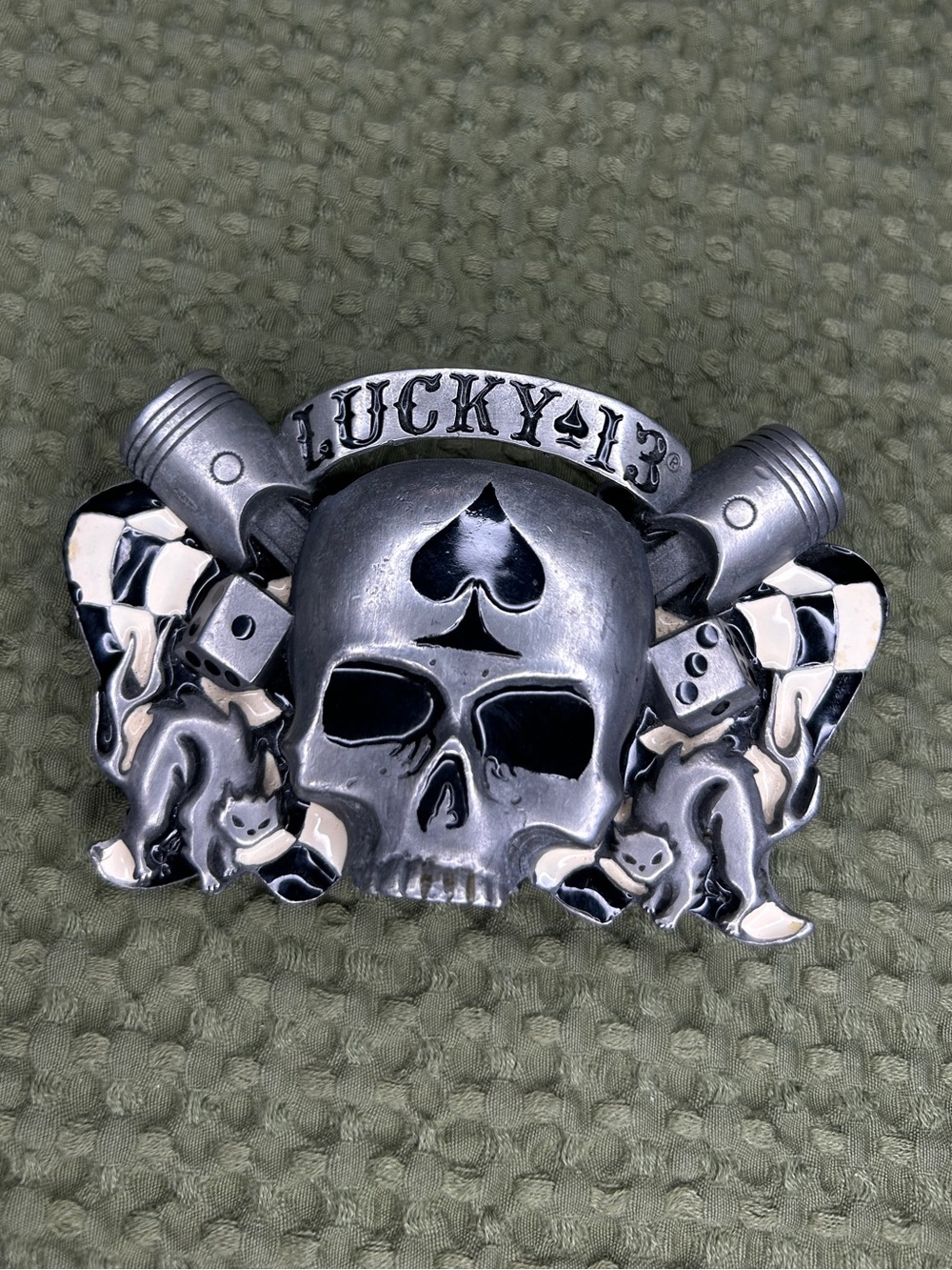 Vintage LUCKY 13 Skull Belt Buckle